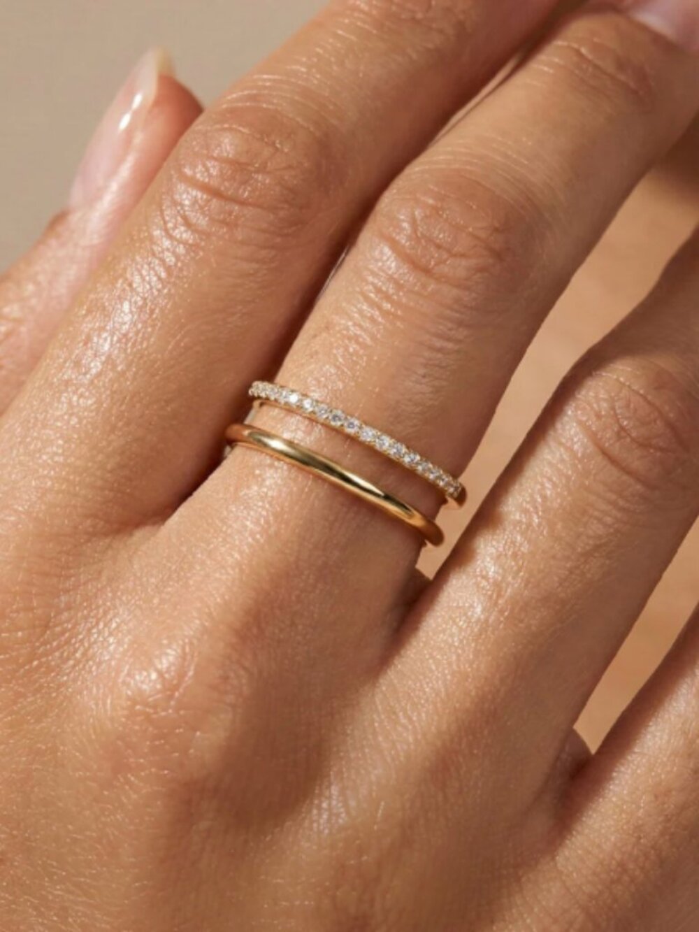 Mint & Lilly Double Band Pave Ring - Picture 5 of 9